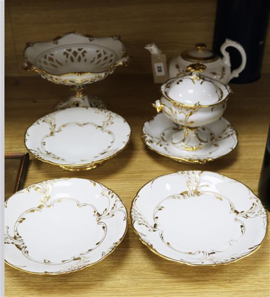 A French gilt decorated dessert set